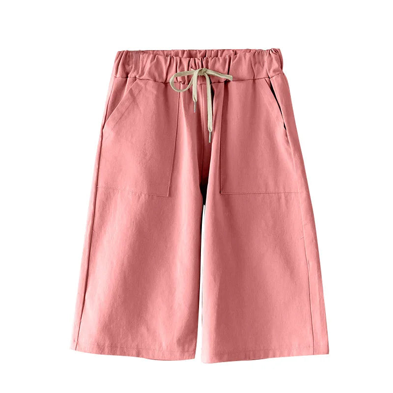 Summer Bermuda Shorts Cotton Wide-Legged